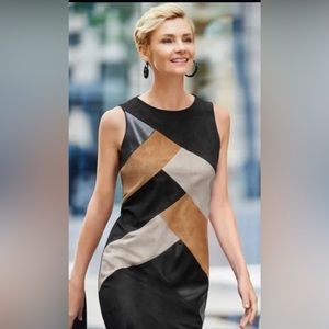 Chico’s Faux Suede & Leather Shift Dress Size 10P NWT